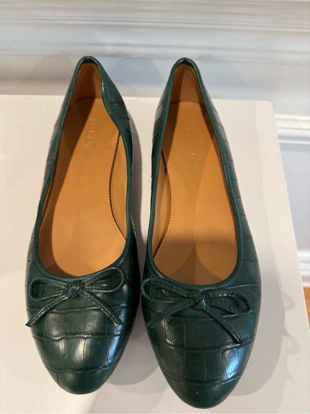 J.Crew crocodile-embossed ballet flats